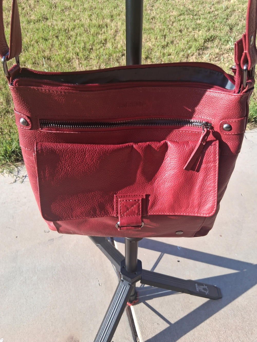 Red Leather Crossbody Bag - Unbranded